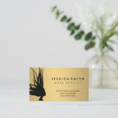 ワイルドヘア |金属金ゴールドブラシ 名刺 (スタンド正面)