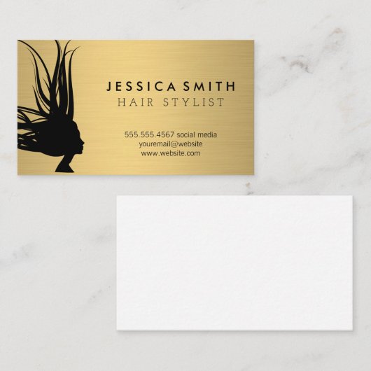 ワイルドヘア |金属金ゴールドブラシ 名刺 (正面/裏面)