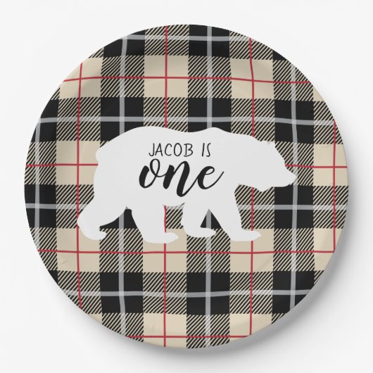 ワイルドベアトンプソンカメル1st誕生日パーティー ペーパープレート (正面)