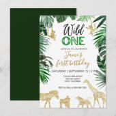 ワイルドベイビー1歳誕生日 サファリ 招待状 (正面/裏面)