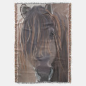 ワイルドベイブラウンホースおもしろいの乱れた髪 スローブランケット (正面縦)