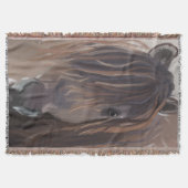 ワイルドベイブラウンホースおもしろいの乱れた髪 スローブランケット (正面)