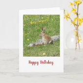 ワイルドベビーウサギ誕生日カード カード (黄色い花)