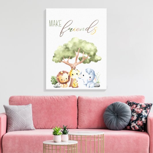 ワイルドベビーサファリアニマルズウォールアートデコールキャンバス キャンバスプリント (インサイチュ (リビング))