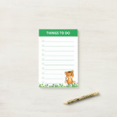 ワイルドベビータイガーと葉植物の物事をする ポストイット (デスク上)