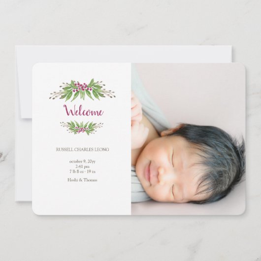 ワイルドベリーの写真誕生の発表 案内状 (正面)