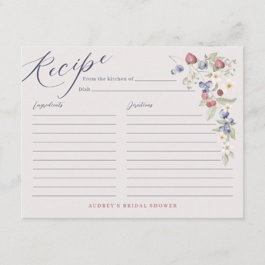 ワイルドベリーベリースイーツブライダルシャワーレシピカード エンクロージャーカード (正面)