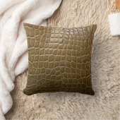 ワイルドベージュ茶色ワニ革 クッション (ブランケット)