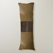 ワイルドベージュ茶色ワニ革 ボディピロー (正面縦)