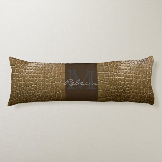 ワイルドベージュ茶色ワニ革 ボディピロー (正面)