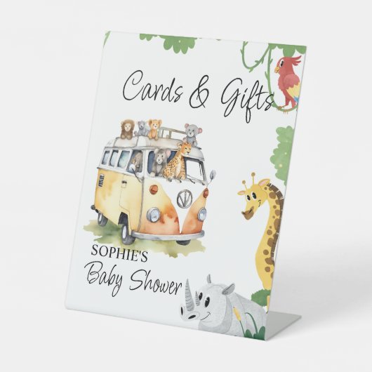 ワイルドホイールサファリ動物キャンパーバンカード&ギフト 台座サイン (正面)