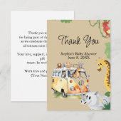 ワイルドホイールサファリ動物キャンパーヴァンベビーシャワー サンキューカード (正面/裏面)