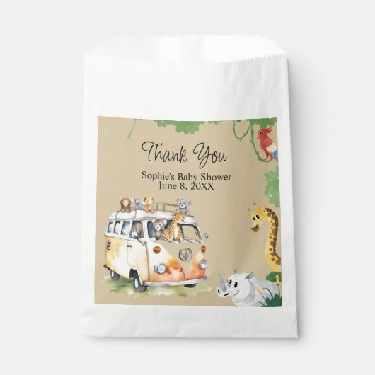 ワイルドホイールサファリ動物キャンパーヴァンベビーシャワー フェイバーバッグ (正面)