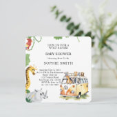 ワイルドホイールサファリ動物キャンパーヴァンベビーシャワー 招待状 (スタンド正面)