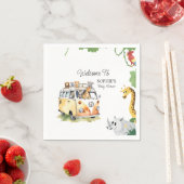 ワイルドホイールサファリ動物ベビーシャワーキャンパーバン スタンダードカクテルナプキン (インサイチュ)