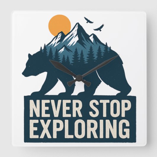 ワイルドホライゾン スクエア壁時計 (正面)