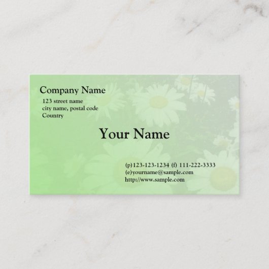 ワイルドホワイトデイジーフラワーズ名刺 名刺 (正面)