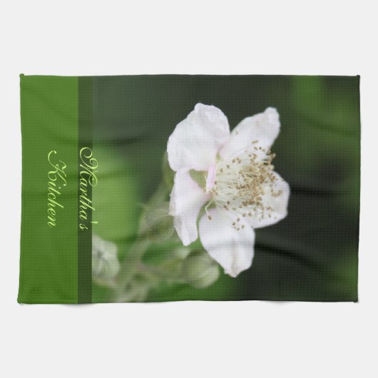 ワイルドホワイトラズベリーの花 キッチンタオル (横)