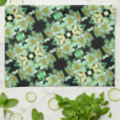 ワイルドホワイトラブリングバラフローラルパターン キッチンタオル (折り畳み)