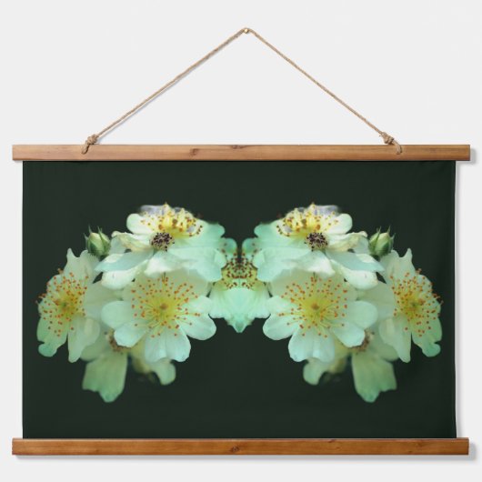 ワイルドホワイトラブリングバラフローラ抽象芸術 吊り下げ型タペストリー (正面)