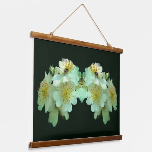 ワイルドホワイトラブリングバラフローラ抽象芸術 吊り下げ型タペストリー (傾斜あり)