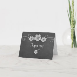 ワイルドホワイトローズチャルクボードありがとうノートカード サンキューカード