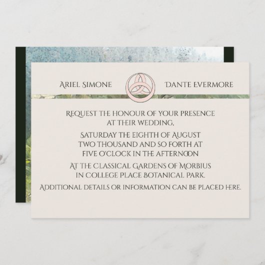 ワイルドホワイトローズ トリケトラ ハンドファスティング 招待状 (正面/裏面)