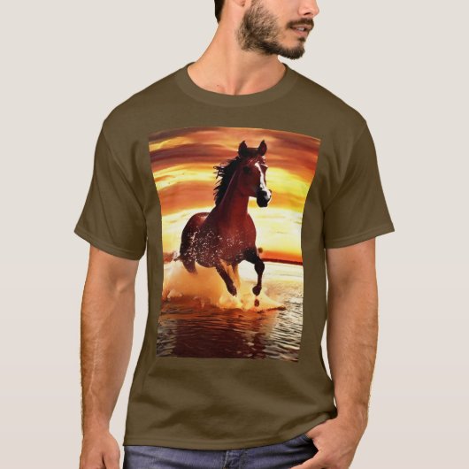 ワイルドホースがサーフを駆け抜ける Tシャツ (正面)