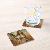 ワイルドホースと暖かい色 スクエアペーパーコースター (インサイチュ)