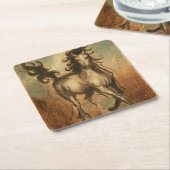 ワイルドホースと暖かい色 スクエアペーパーコースター (アングル)