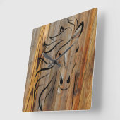 ワイルドホースウッドプランク スクエア壁時計 (傾斜)