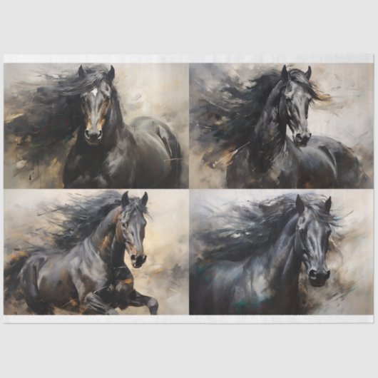 ワイルドホースコラージュ3デクページ紙 薄葉紙 (正面)