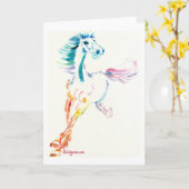 ワイルドホースピリット – ロンピングホースウォーターカラーカード カード (黄色い花)