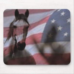 ワイルドホース付きアメリカ国旗 マウスパッド