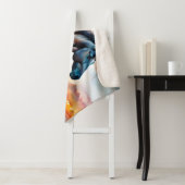 ワイルドホースon草の多い砂丘で夕日 シェルパブランケット (インサイチュ)