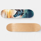 ワイルドホースon草の多い砂丘で夕日 スケートボード (横)