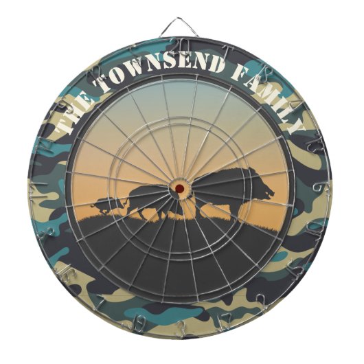 ワイルドボアと迷彩柄 ダーツボード (正面)
