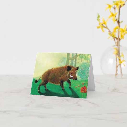 ワイルドボアイラストレーション カード (黄色い花)