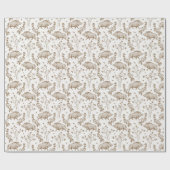 ワイルドボアオーク葉ズバードブランチ自然 ラッピングペーパー (フラット)