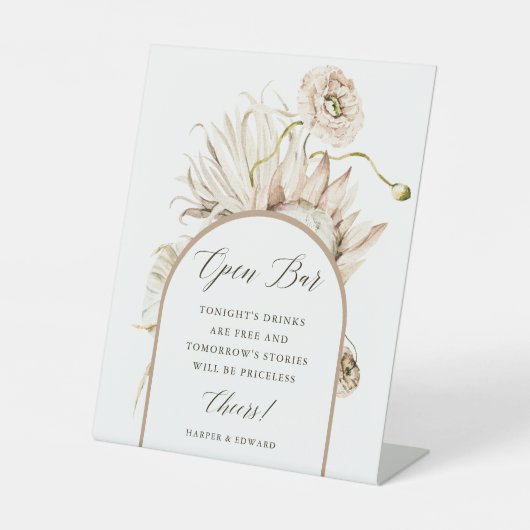 ワイルドボホプロテアパンパスグラス結婚ズオープンバー 台座サイン (正面)