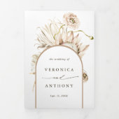 ワイルドボホプロテアパンパスグラス結婚フローラ  三つ折り招待状 (カバー)