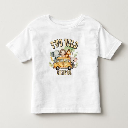 ワイルドボーイズ誕生日サファリ動物2頭 トドラーTシャツ (正面)