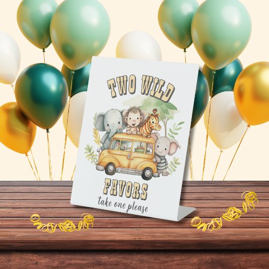 ワイルドボーイズ誕生日サファリ動物2頭 台座サイン