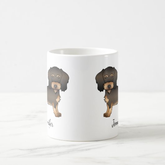 ワイルドボーワイヤードダシュント漫画の犬と名前 コーヒーマグカップ (中央)