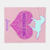 ワイルドポニーと乗馬ハート フリースブランケット (正面(横))