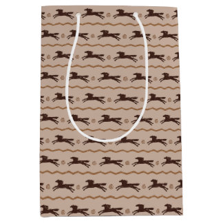 ワイルドポニーギャロピンホースオンタン馬好き ミディアムペーパーバッグ