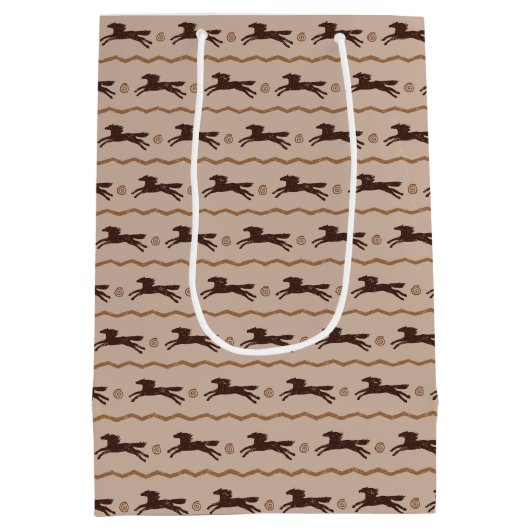 ワイルドポニーギャロピンホースオンタン馬好き ミディアムペーパーバッグ (裏面)