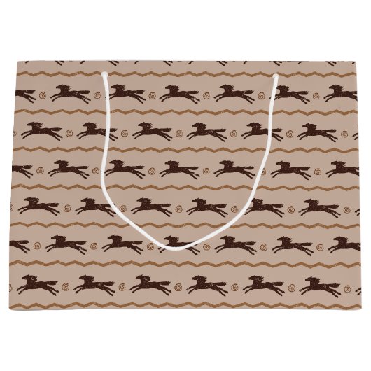 ワイルドポニーギャロピンホースオンタン馬好き ラージペーパーバッグ (正面)