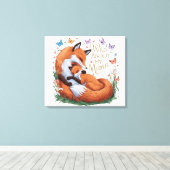 ワイルドマイママについてキツネ水彩子供部屋アート キャンバスプリント (インサイチュ (ウッドフロア))