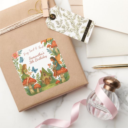 ワイルドマジカルフェアリーガーデンバースデーパーティー – スクエアシール (ギフト)